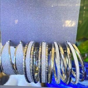 Silver Hoop Earrings Set